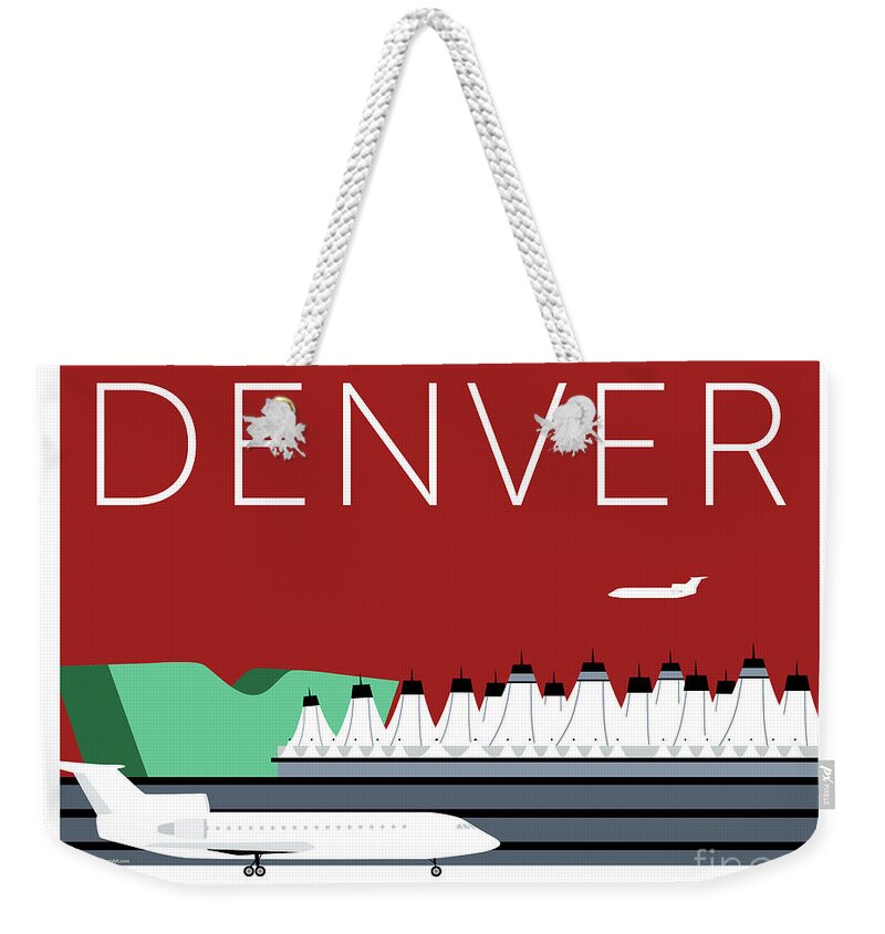 Denver Weekender Tote Bag featuring the digital art DENVER DIA/Maroon by Sam Brennan