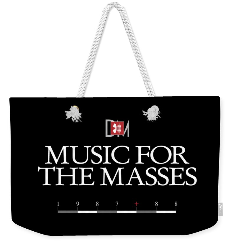 Depeche Mode Weekender Tote Bag featuring the digital art Music for the Masses Logo White by Luc Lambert