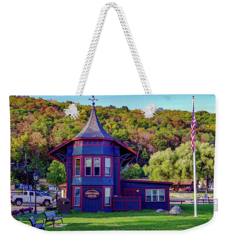 Keuka Lake Weekender Tote Bag featuring the photograph Depot Park, Hammondsport by Mary Courtney