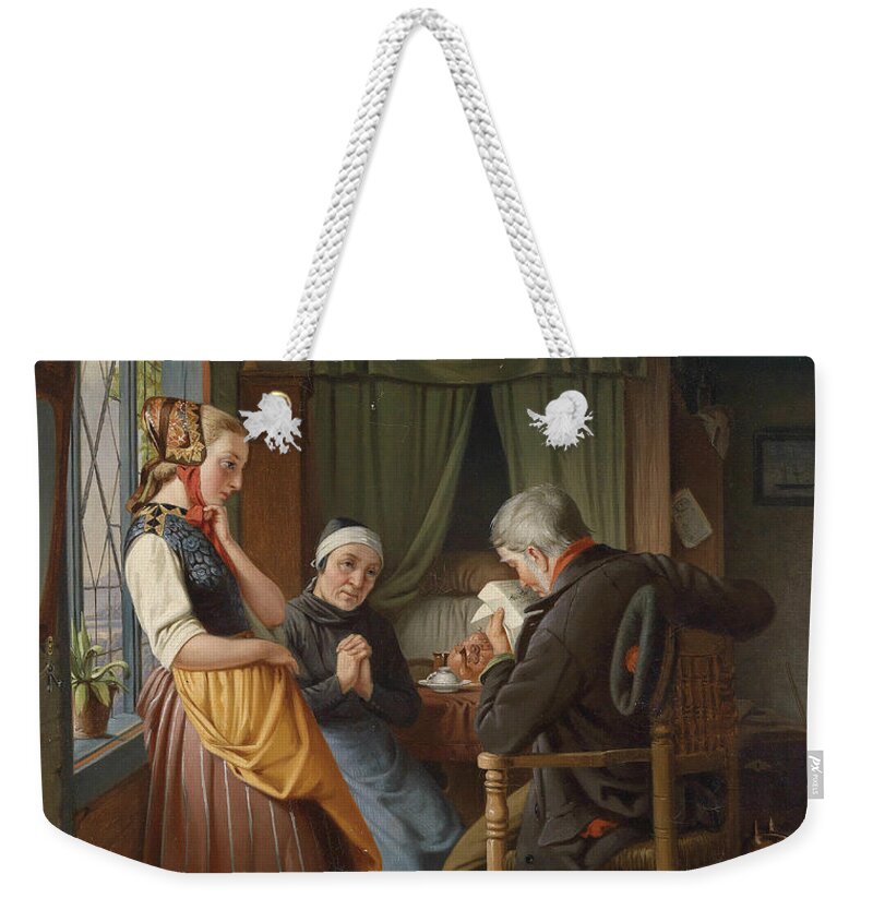 19th Century Art Weekender Tote Bag featuring the painting Der Brief aus See by Emil Bauch
