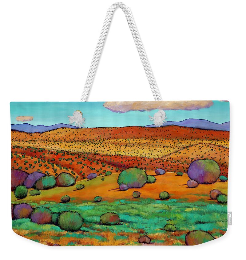 New Mexico Desert Weekender Tote Bag featuring the painting Desert Day by Johnathan Harris