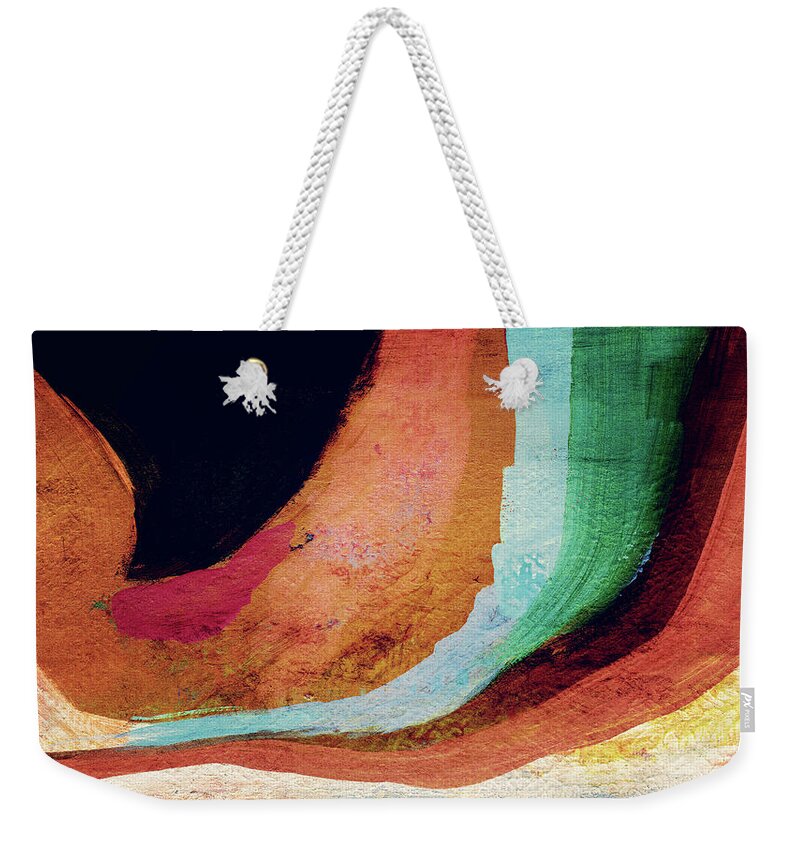 Abstract Weekender Tote Bag featuring the painting Desert Night-Abstract Art by Linda Woods by Linda Woods