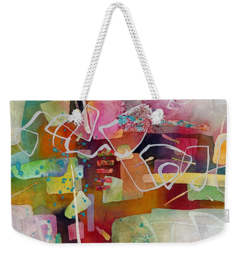 Abstract Weekender Tote Bag featuring the painting Desert Pueblo 2 by Hailey E Herrera