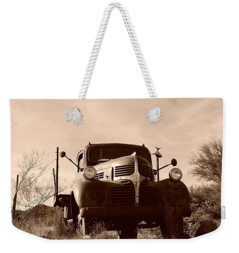Rust Art Weekender Tote Bag featuring the photograph Desert Rat Flatbed by Bill Tomsa
