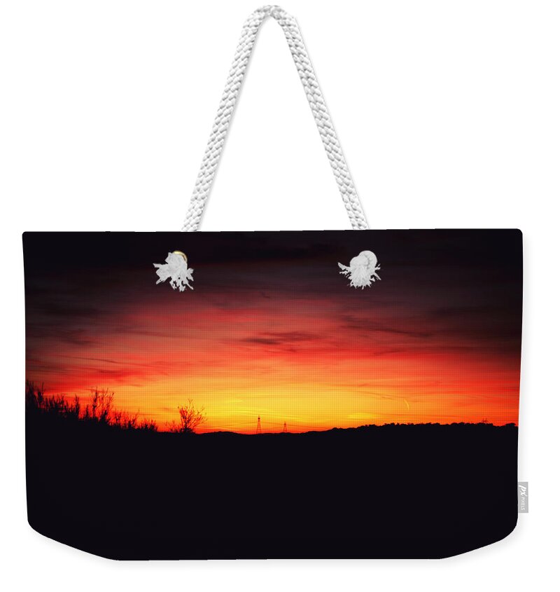Sunset Weekender Tote Bag featuring the photograph Desert Sundown by Charles Benavidez