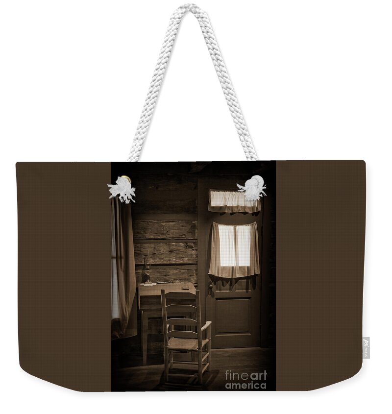 Sharlot-hall Weekender Tote Bag featuring the digital art Desk and Chair by Kirt Tisdale
