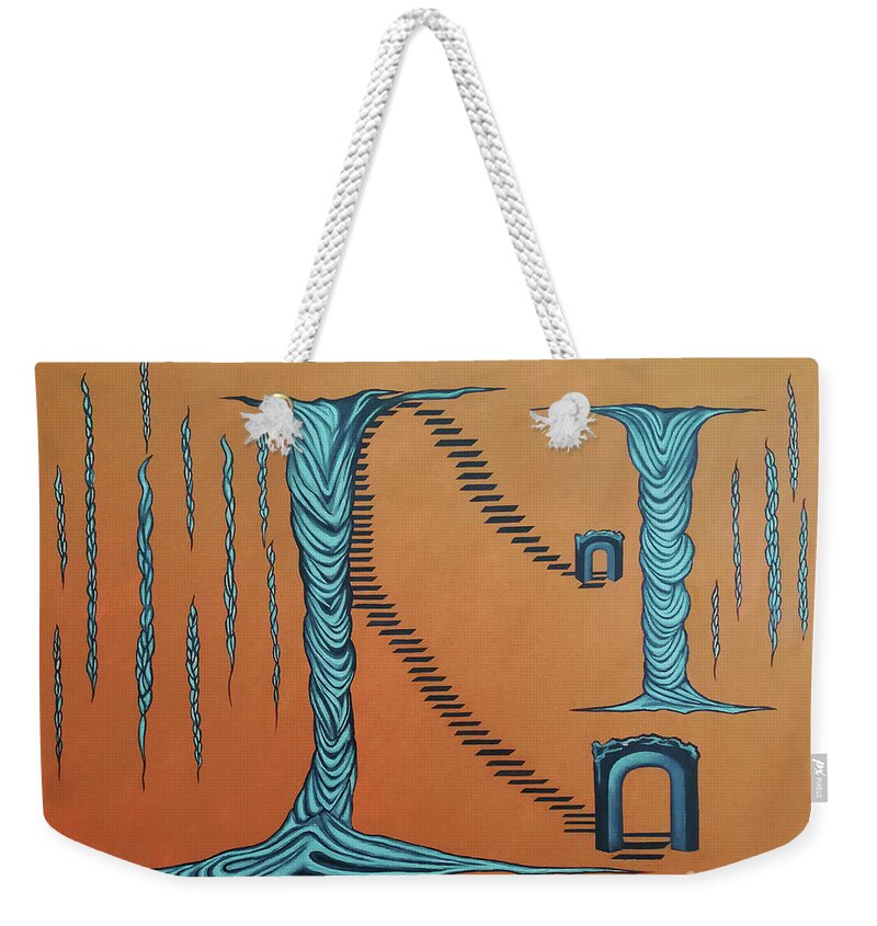 Goolge Images Weekender Tote Bag featuring the painting Destined Flow by Fei A