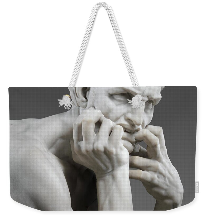 Sculpture Weekender Tote Bag featuring the sculpture Detail of Ugolino and His Sons by Jean-Baptiste Carpeaux