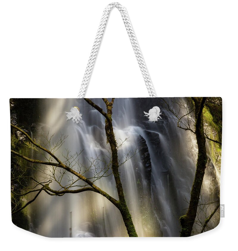 Waterfall Weekender Tote Bag featuring the photograph Details of Double Falls, Oregon by Aashish Vaidya