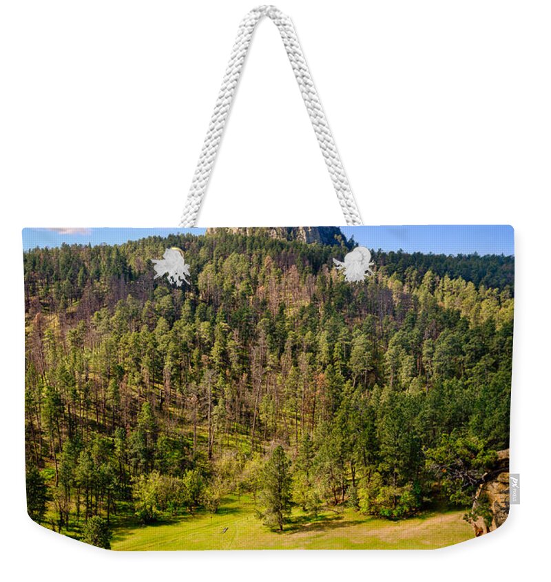 Devil's Tower Weekender Tote Bag featuring the photograph Devil's Tower in Summer by Rikk Flohr