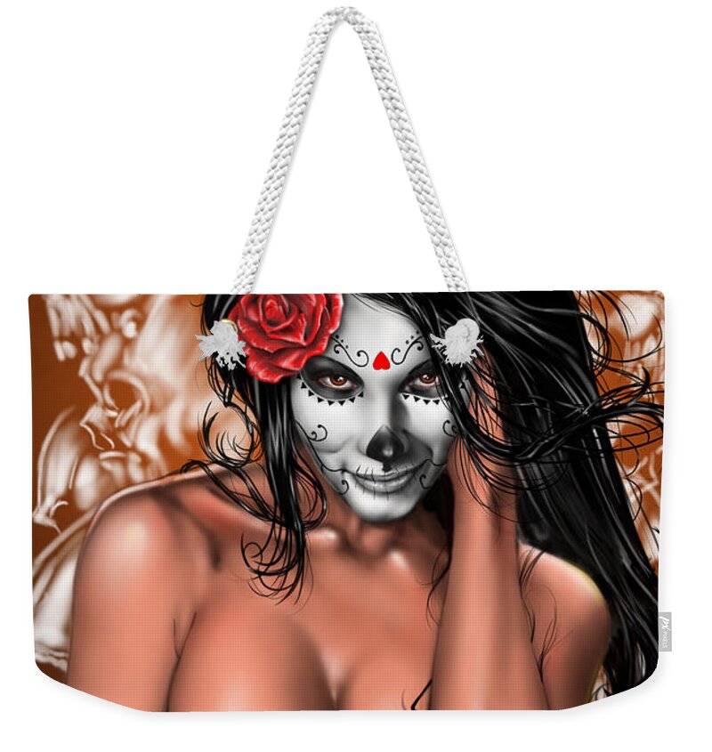 Pete Weekender Tote Bag featuring the painting Dia de los Muertos Remix by Pete Tapang