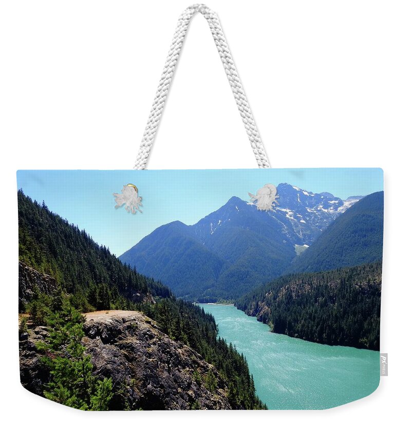 Lookout Weekender Tote Bag featuring the photograph Diablo Lake by Sandra Peery