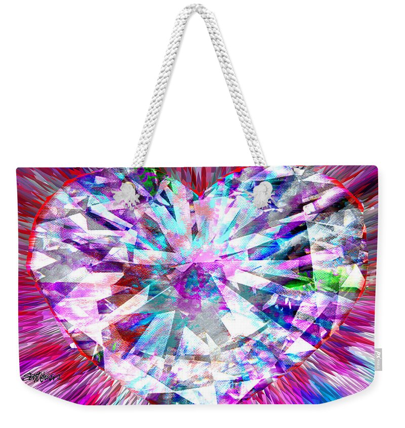 Diamond Weekender Tote Bag featuring the digital art Diamond Heart by Seth Weaver