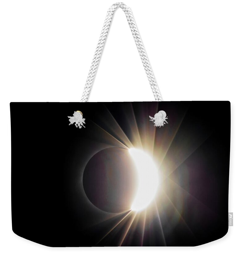 Da* 300 Weekender Tote Bag featuring the photograph Diamond Ring with Flare during Solar Eclipse by Lori Coleman