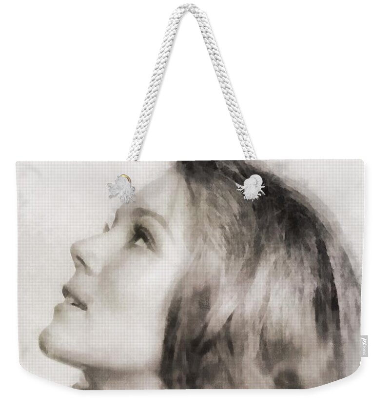 Diana Weekender Tote Bag featuring the painting Diana Rigg, Actress by Esoterica Art Agency