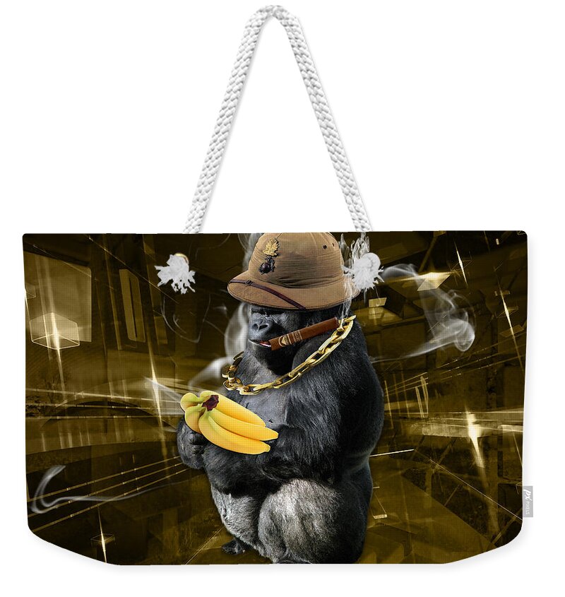 Ape Weekender Tote Bag featuring the mixed media Dig The Gold by Marvin Blaine