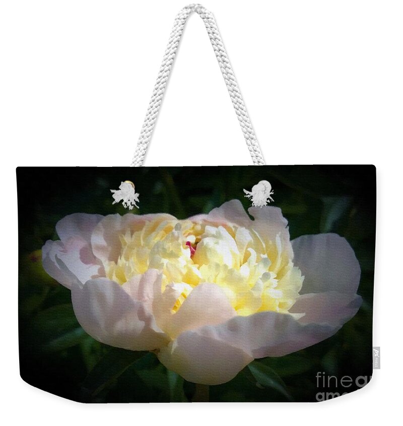 Digital Art Weekender Tote Bag featuring the digital art Digital Art White Peony Flower by Delynn Addams