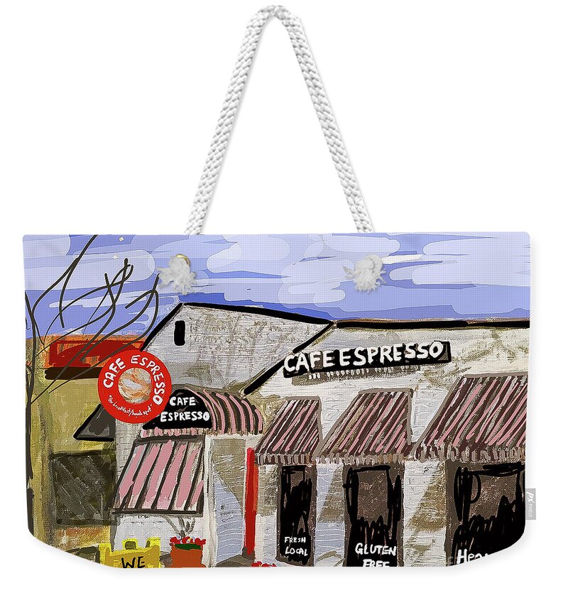  Weekender Tote Bag featuring the painting Digital Cafe by Francois Lamothe