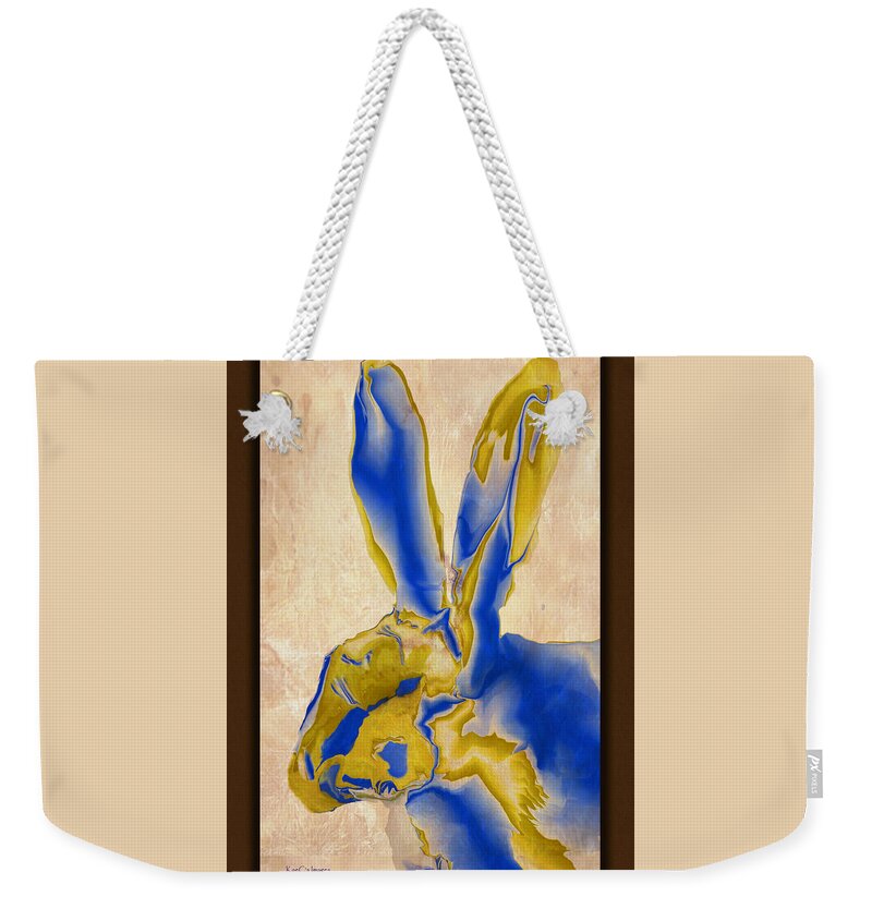 Hare Weekender Tote Bag featuring the digital art Montana Hare by Kae Cheatham