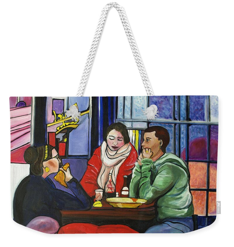 People Weekender Tote Bag featuring the painting Dinner in Dam by Patricia Arroyo