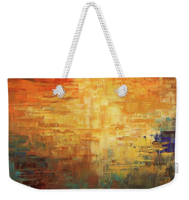 Abstract Weekender Tote Bag featuring the painting Dinosaur Lowlands by Tatiana Iliina