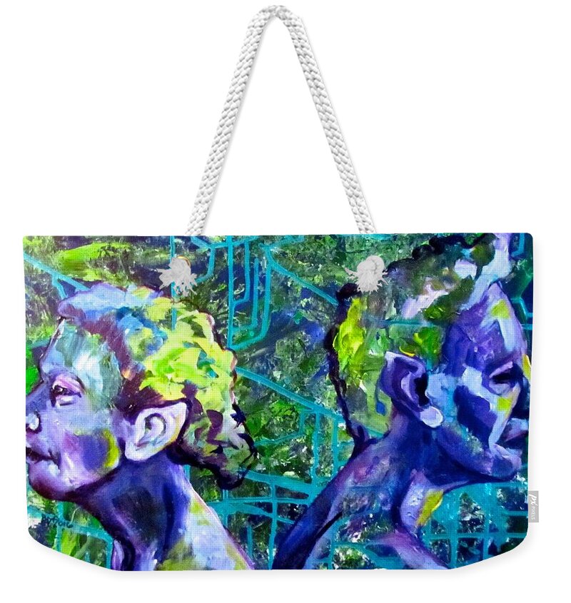 Argue Weekender Tote Bag featuring the painting Discord by Barbara O'Toole