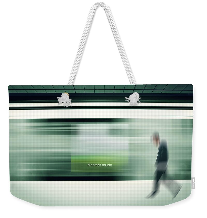 Brian Eno Weekender Tote Bag featuring the digital art Discreet Music, Brian Eno by Mal Bray