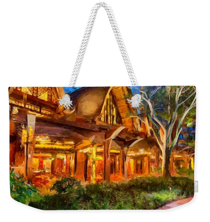 Disney Aulani Resort Weekender Tote Bag featuring the digital art Disney Aulani Resort Spa Hawaii by Caito Junqueira
