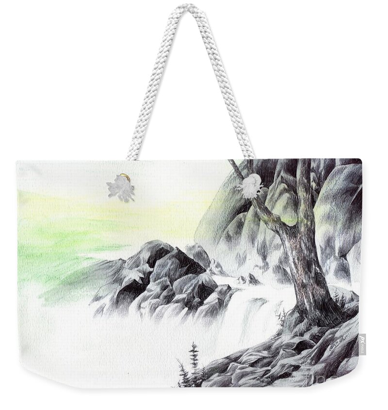 Pen Weekender Tote Bag featuring the drawing Distance by Alice Chen