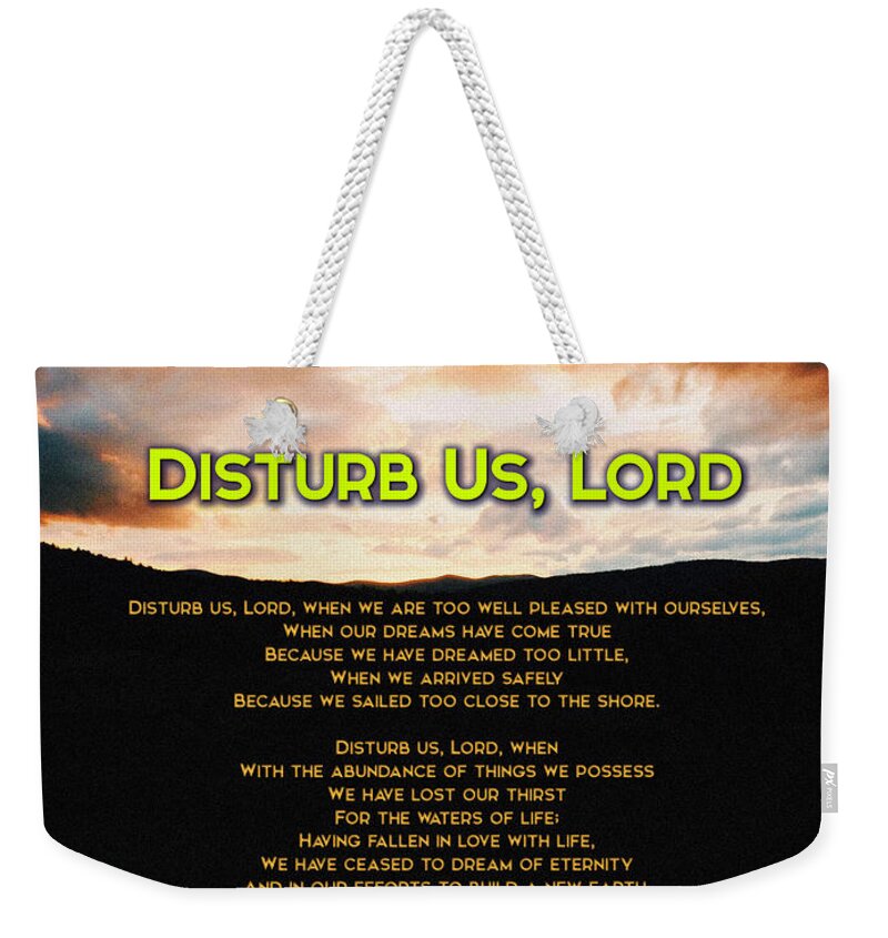 Prayer Weekender Tote Bag featuring the painting Disturb Us Lord by Celestial Images