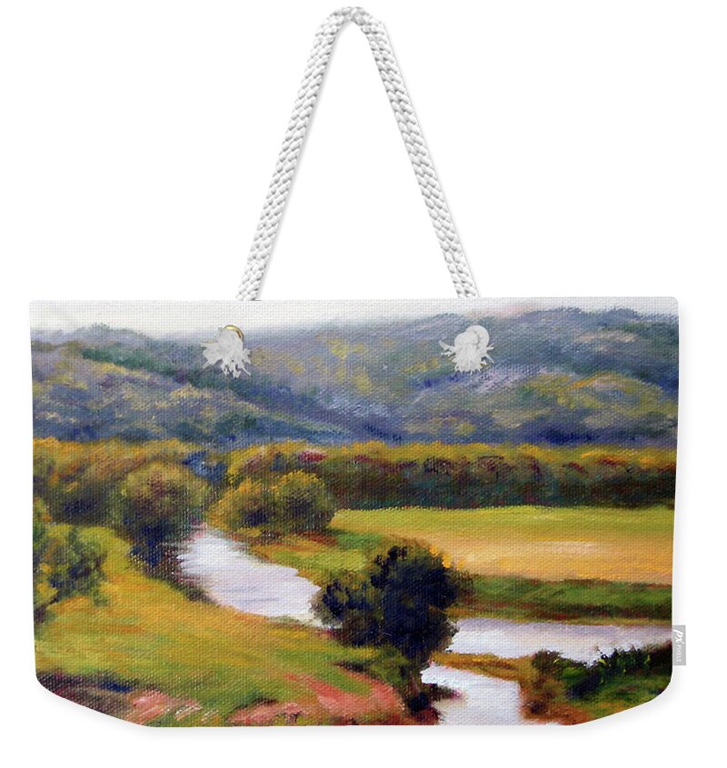 Riverscape Weekender Tote Bag featuring the painting Diversion by Marie Witte