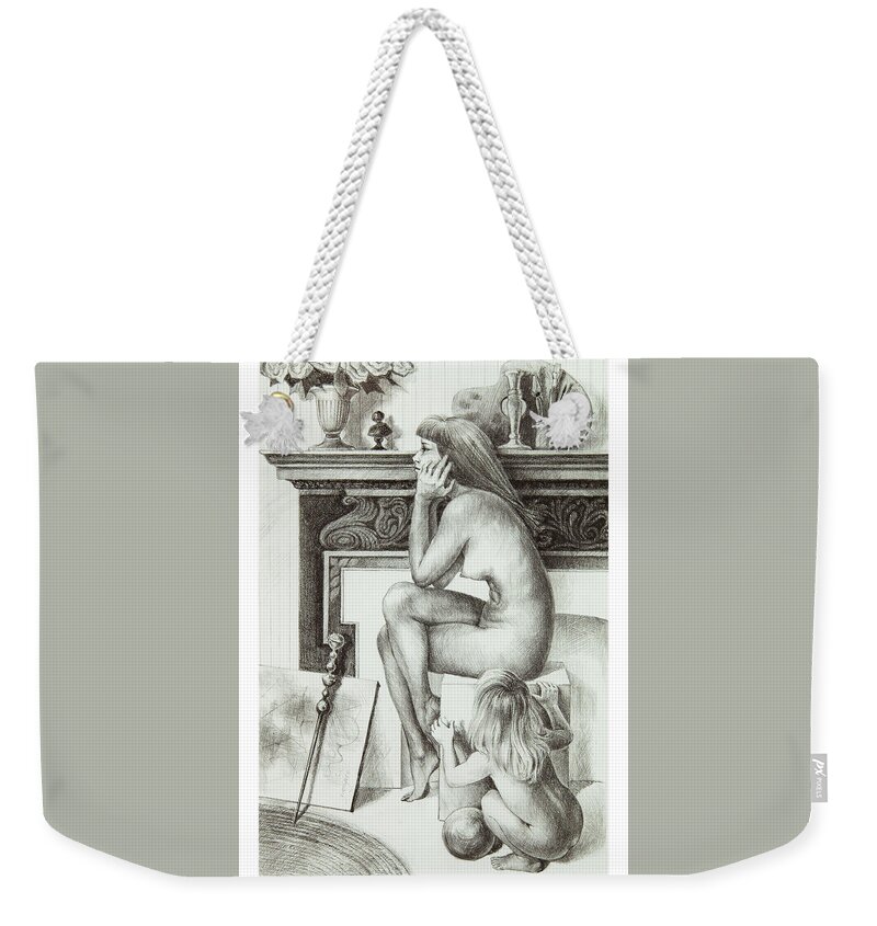 Lithograph Weekender Tote Bag featuring the drawing Divided Loyalties by Yvonne Wright