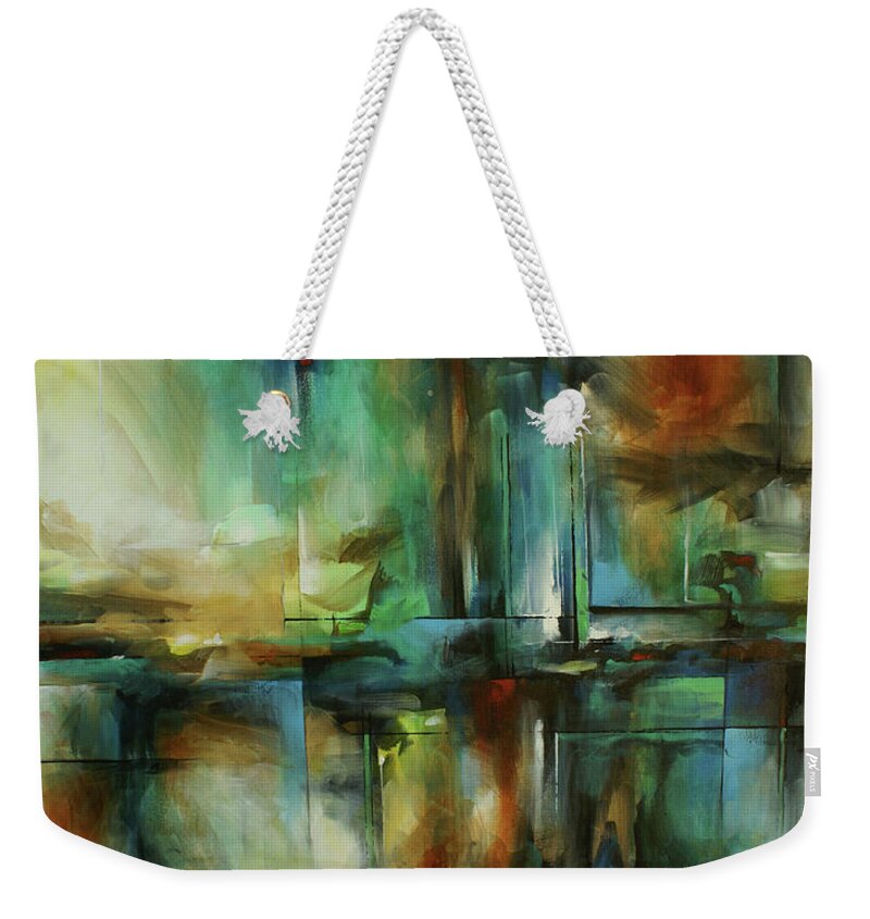 Abstract Weekender Tote Bag featuring the painting Divinare by Michael Lang