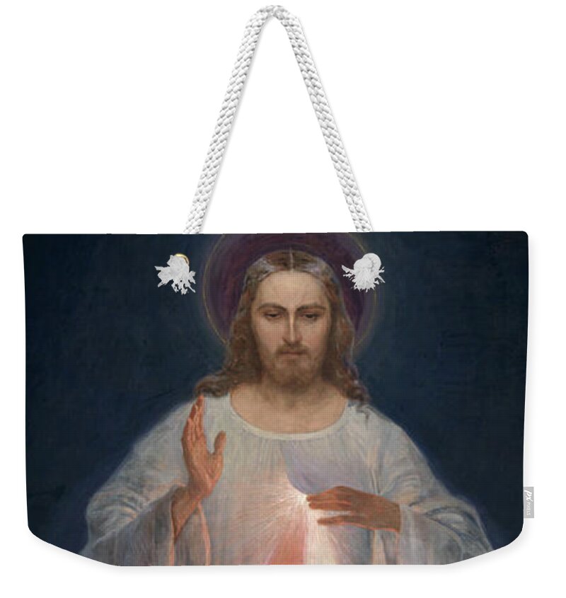 Eugene Kazimierowski Weekender Tote Bag featuring the painting Divine Mercy by Eugene Kazimierowski