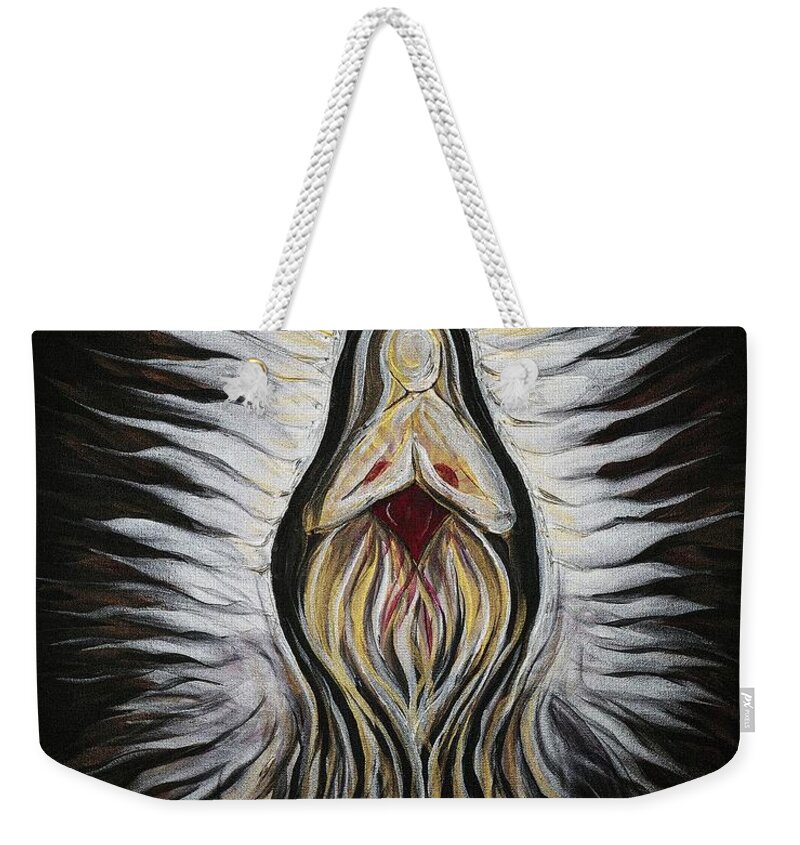 Divine Weekender Tote Bag featuring the painting Divine Mother Milagro by Michelle Pier