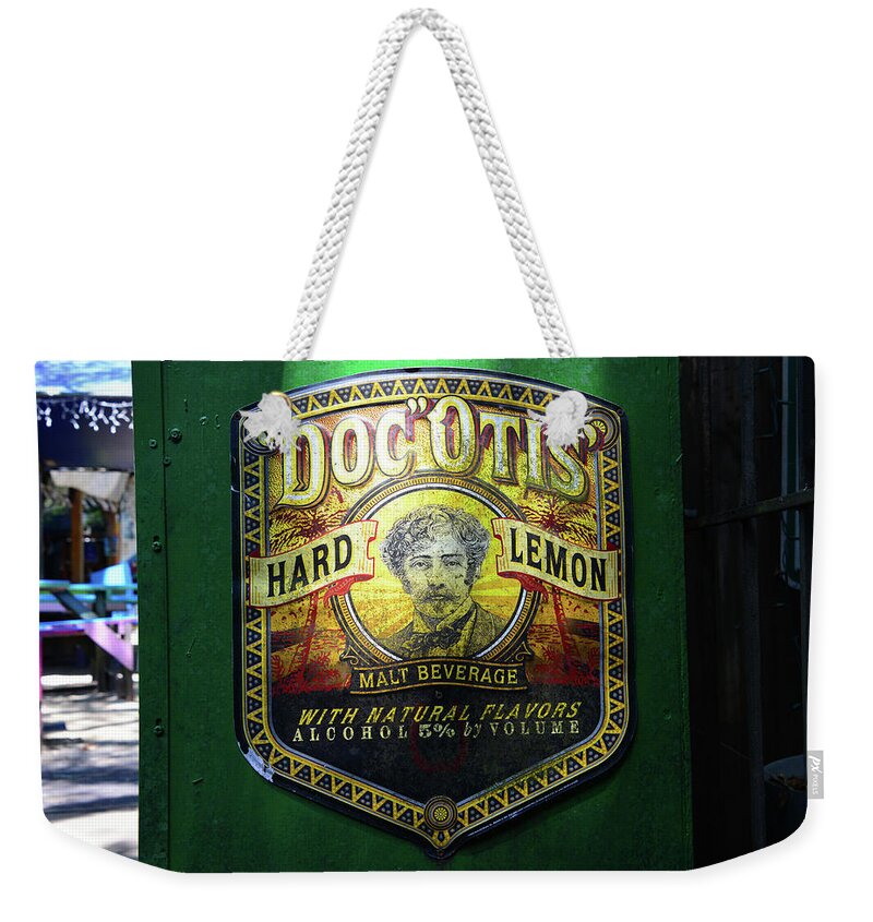 Doc Otis Beer Sign Weekender Tote Bag featuring the photograph Doc Otis beer sign by David Lee Thompson