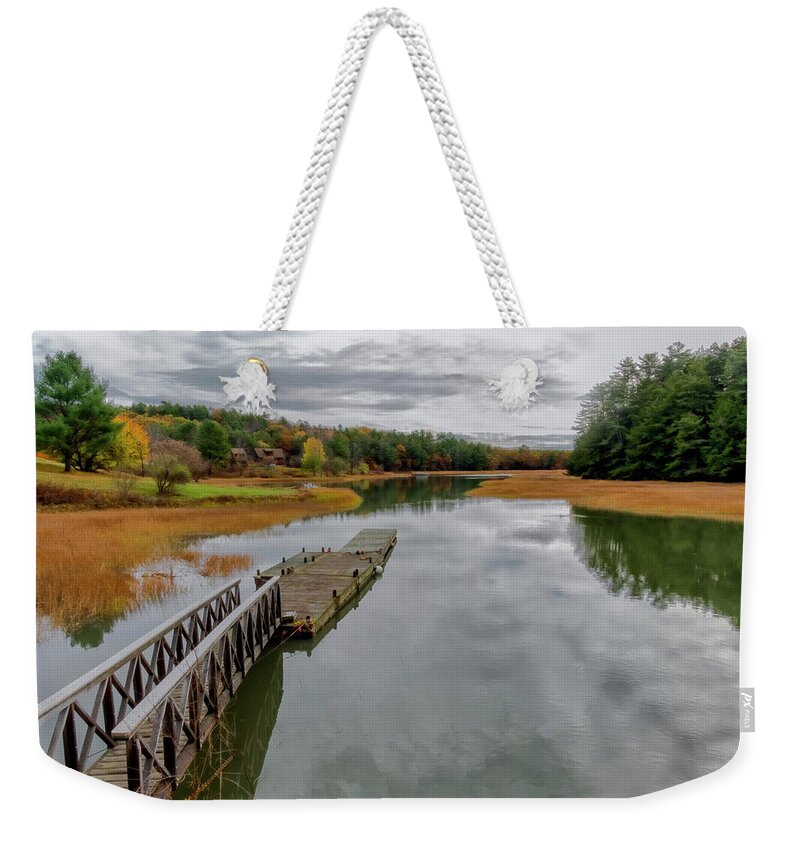 Maine Lobster Boats Weekender Tote Bag featuring the photograph Dock And Marsh II by Tom Singleton