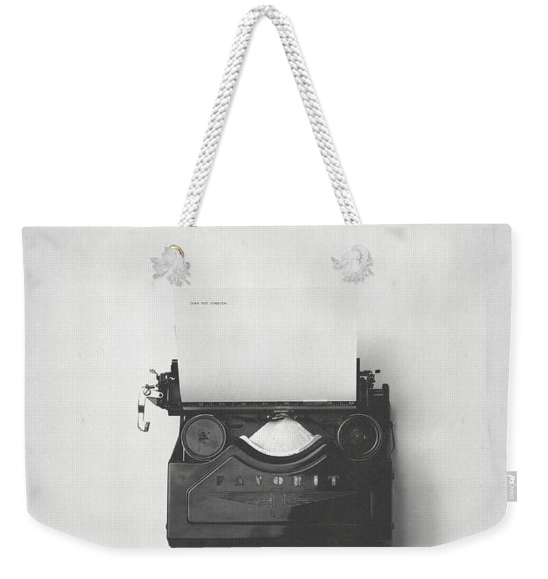 Adler Favorit Typewriter Weekender Tote Bag featuring the photograph Does Not Compute. by Susan Maxwell Schmidt