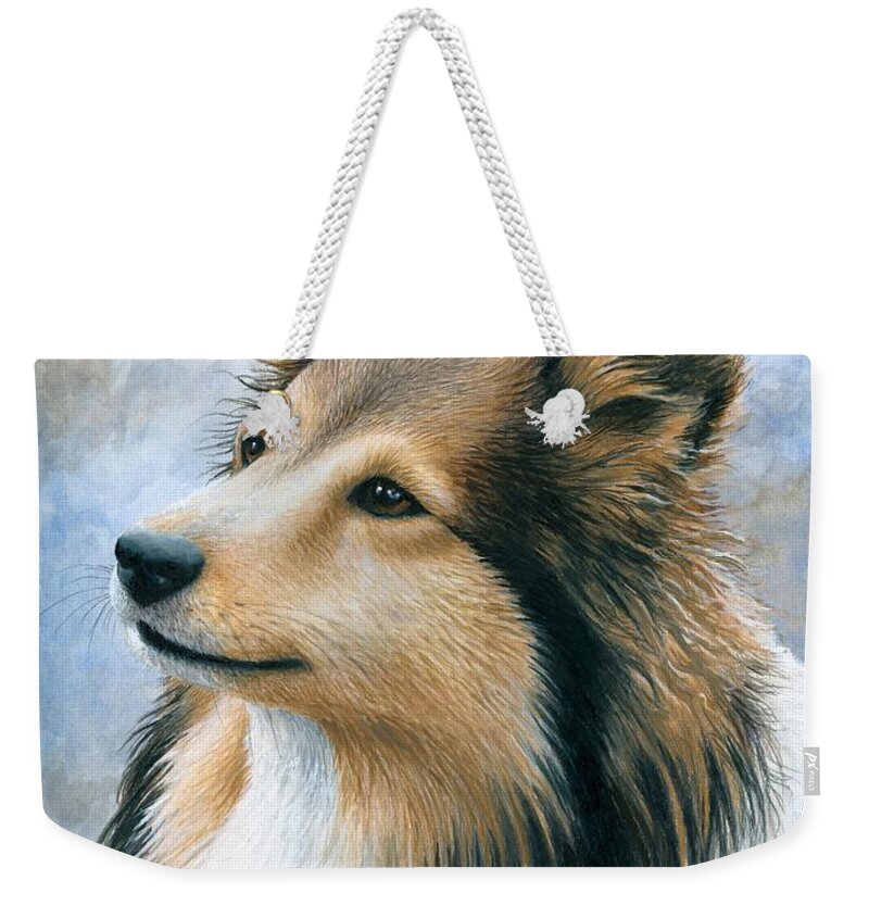 Dog Weekender Tote Bag featuring the painting Dog 122 by Lucie Dumas