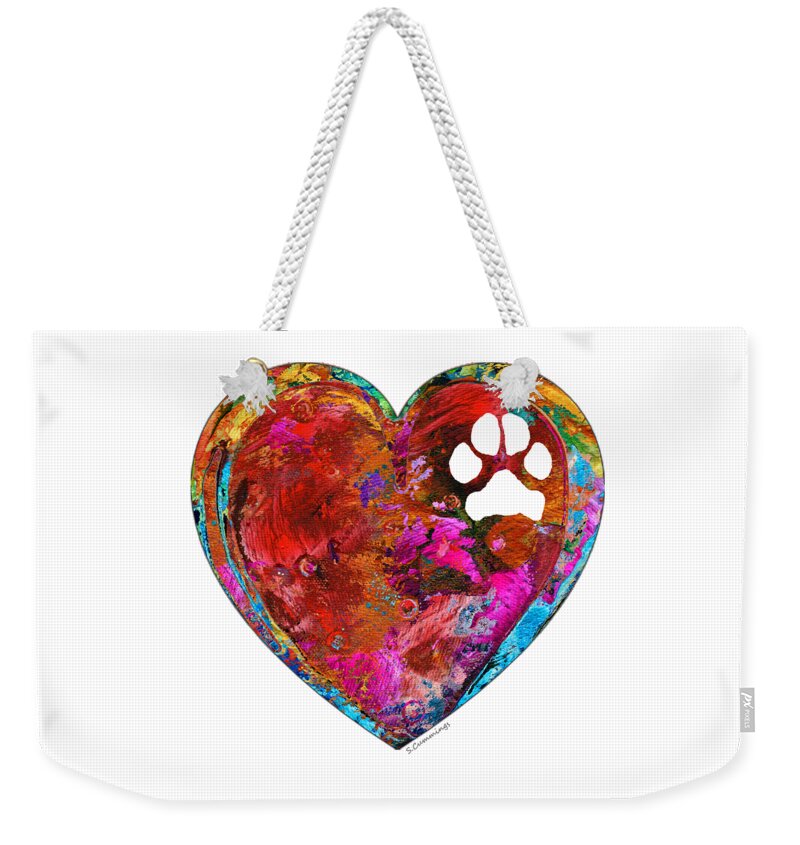 Dog Weekender Tote Bag featuring the painting Dog Art - Puppy Love 2 - Sharon Cummings by Sharon Cummings