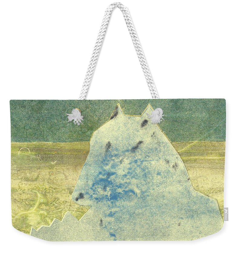 Dog Weekender Tote Bag featuring the relief Dog at the beach 10 by Edgeworth Johnstone