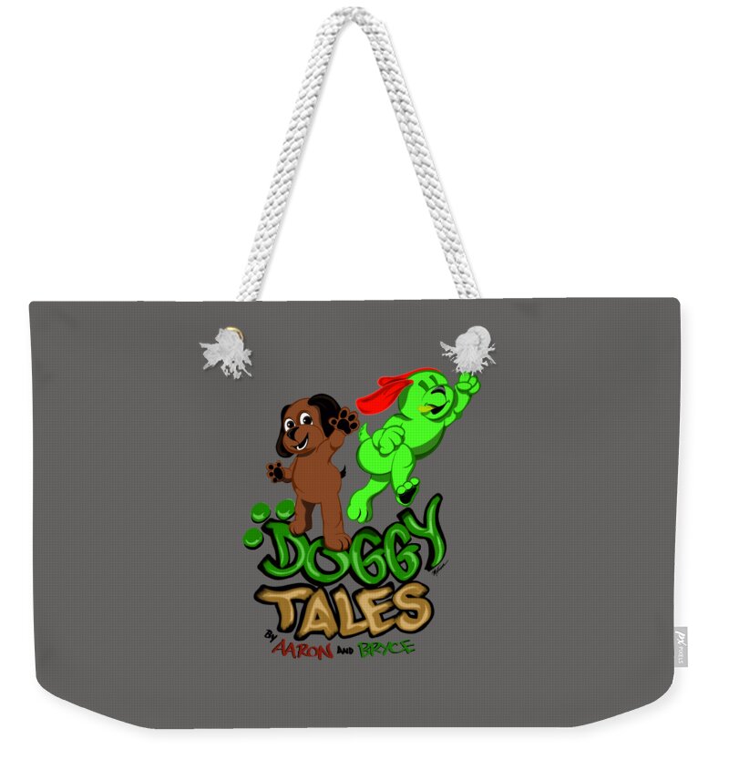 Children Weekender Tote Bag featuring the digital art Doggie Tales by Demitrius Motion Bullock
