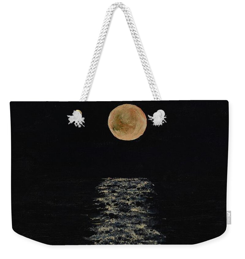 Painting Weekender Tote Bag featuring the painting Doha Moonrise by Annette Hadley