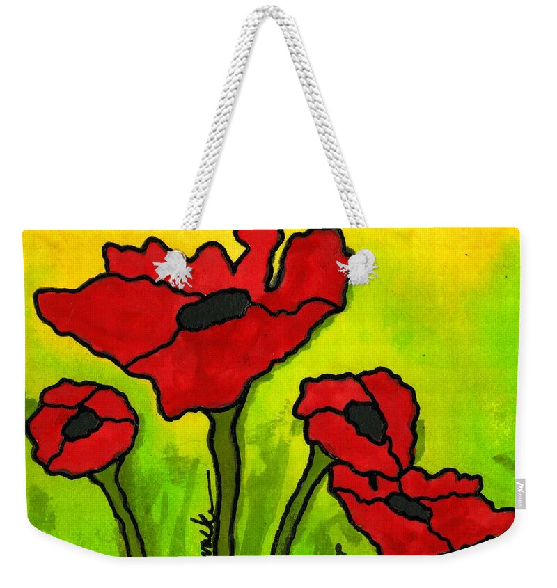Acrylic Weekender Tote Bag featuring the painting Doing The Poppy Shuffle by Angela L Walker