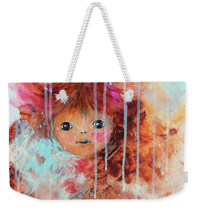 Acrylic Weekender Tote Bag featuring the painting Doll by Jutta Maria Pusl