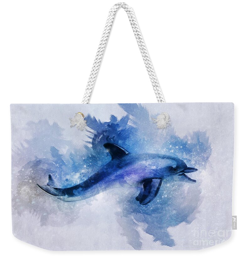 Dolphin Weekender Tote Bag featuring the digital art Dolphins Freedom by Ian Mitchell