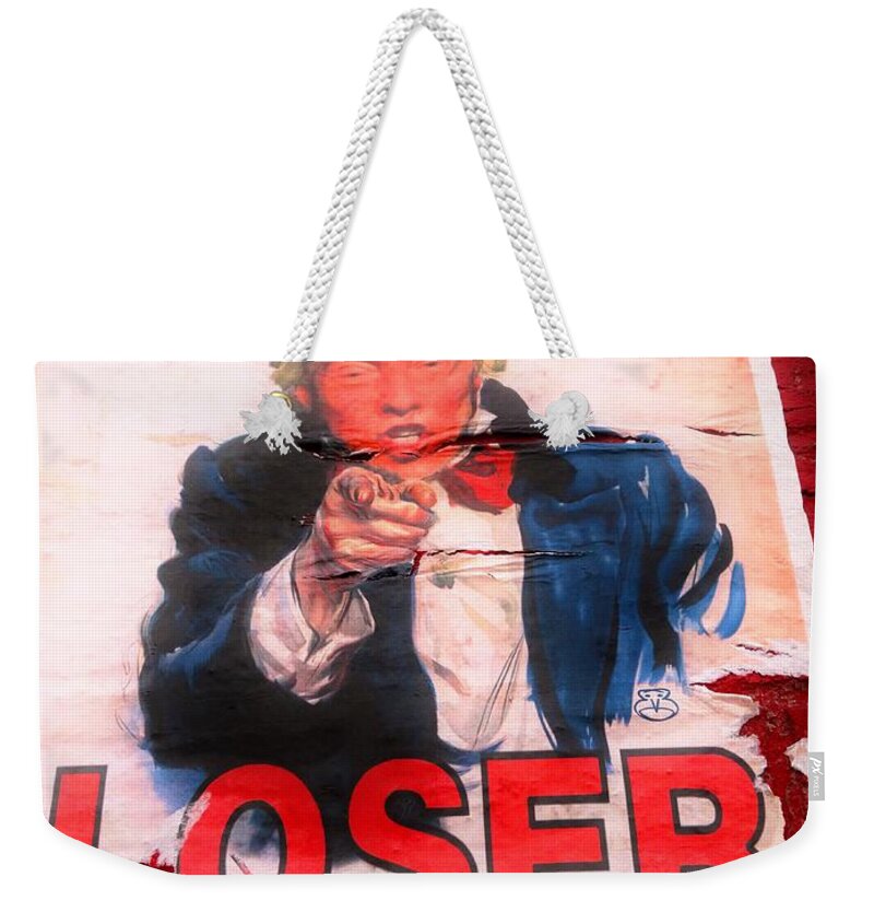 Donald Trump Weekender Tote Bag featuring the photograph Donald Trump Loser or Winner by Funkpix Photo Hunter
