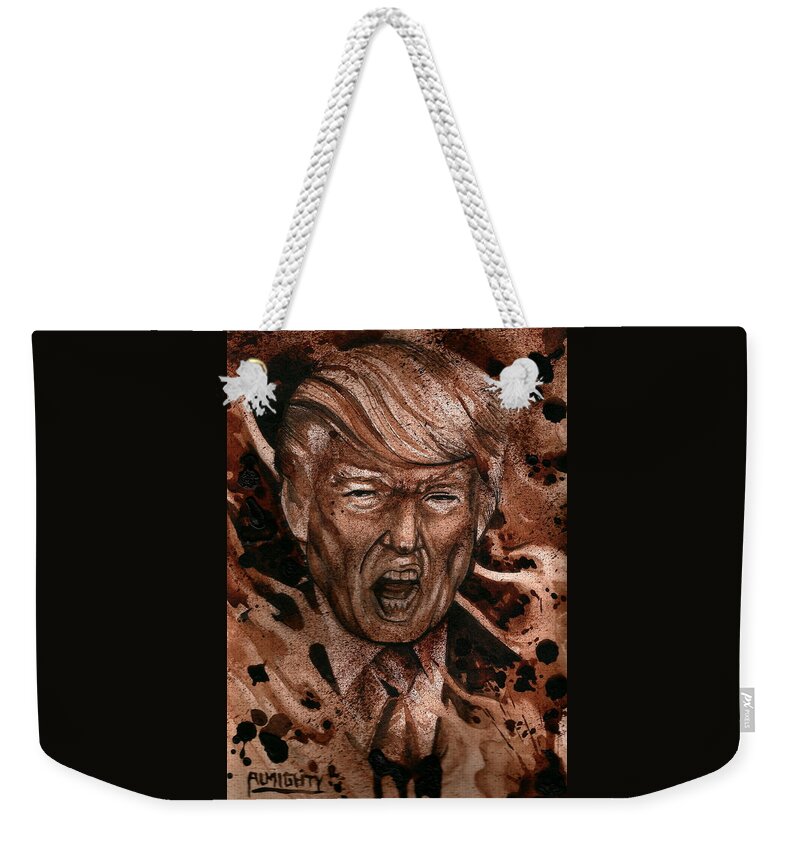 Ryan Almighty Weekender Tote Bag featuring the painting Donald Trump by Ryan Almighty