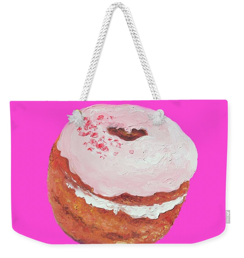 Cronut Weekender Tote Bag featuring the painting Donut Painting by Jan Matson