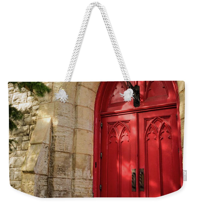 Church Weekender Tote Bag featuring the photograph Door to Salvation by Holly Ross